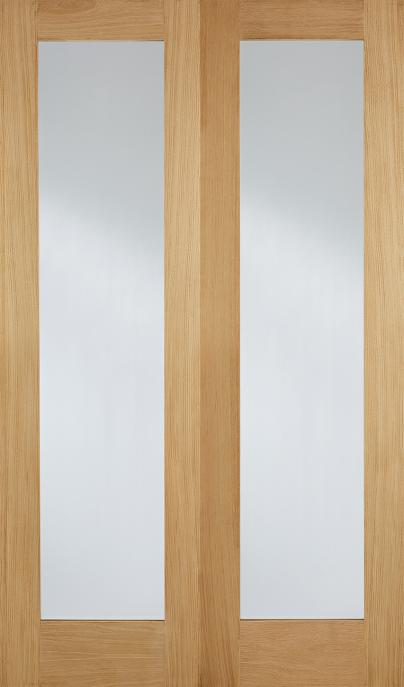 Glass Panelled Oak Door Pair