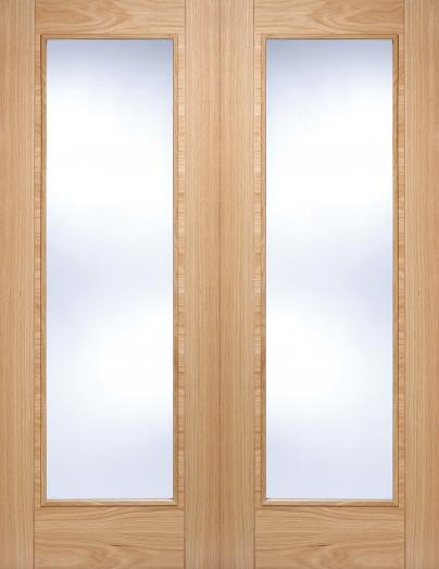 Glass Panelled Oak Door Pair