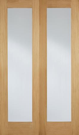 Glass Panelled Oak Door Pair